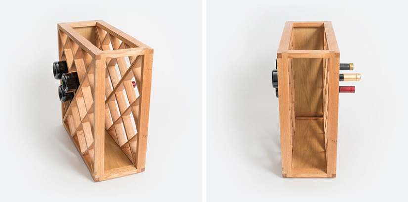 The illusionist created a wine rack in which bottles disappear