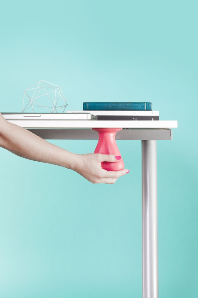 The invention in the form of rubber testicles will help relieve stress at work