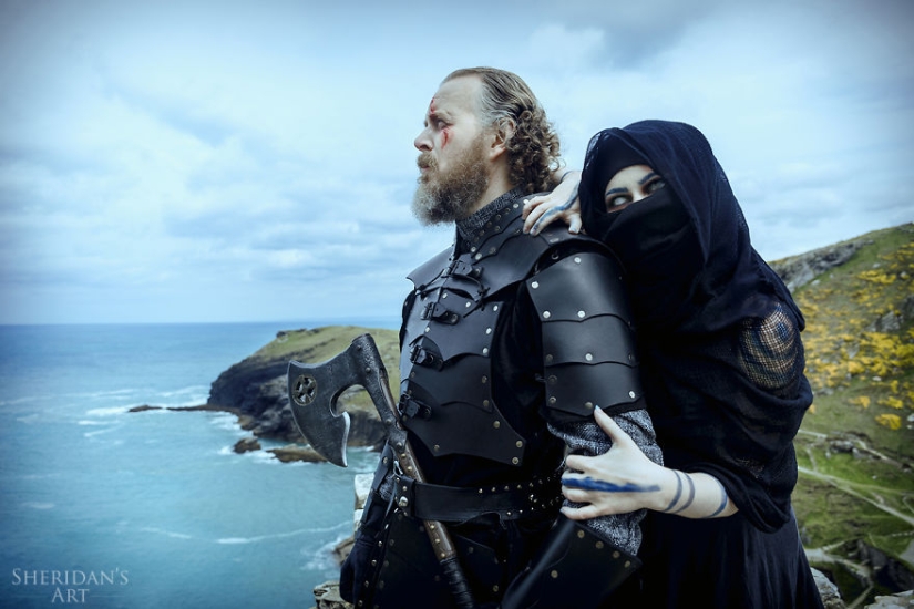 The man has a midlife crisis, and he arranged a photo shoot in the style of "Game of Thrones"