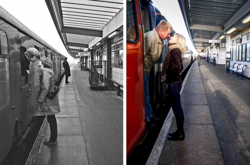 The photographer takes pictures of the inhabitants of an English town many years later