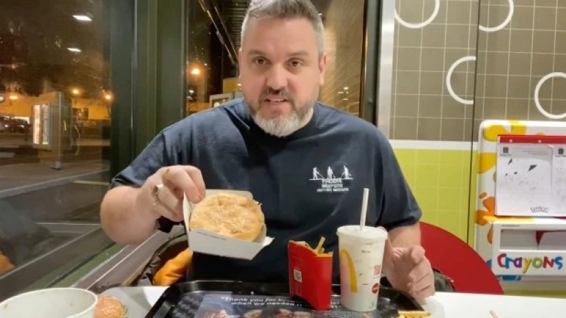 The pranker ate a moldy burger and fries from McDonald's, which he buried in the ground for a year