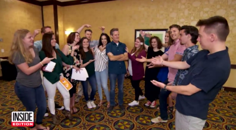 The sperm donor met for the first time with 19 biological children at once