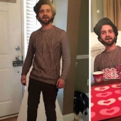 The student sent his mother a full-length photo of himself, and this is what she did with it