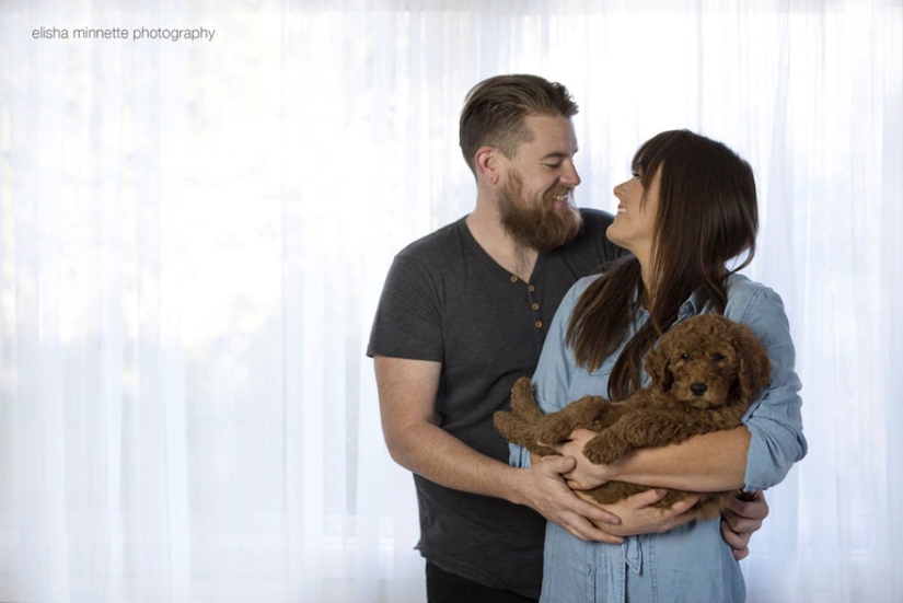 This couple got tired of being asked about children, and arranged a "newborn photo shoot" for their dog This couple got tired of being asked about children, and arranged a "newborn photo shoot" for their dog