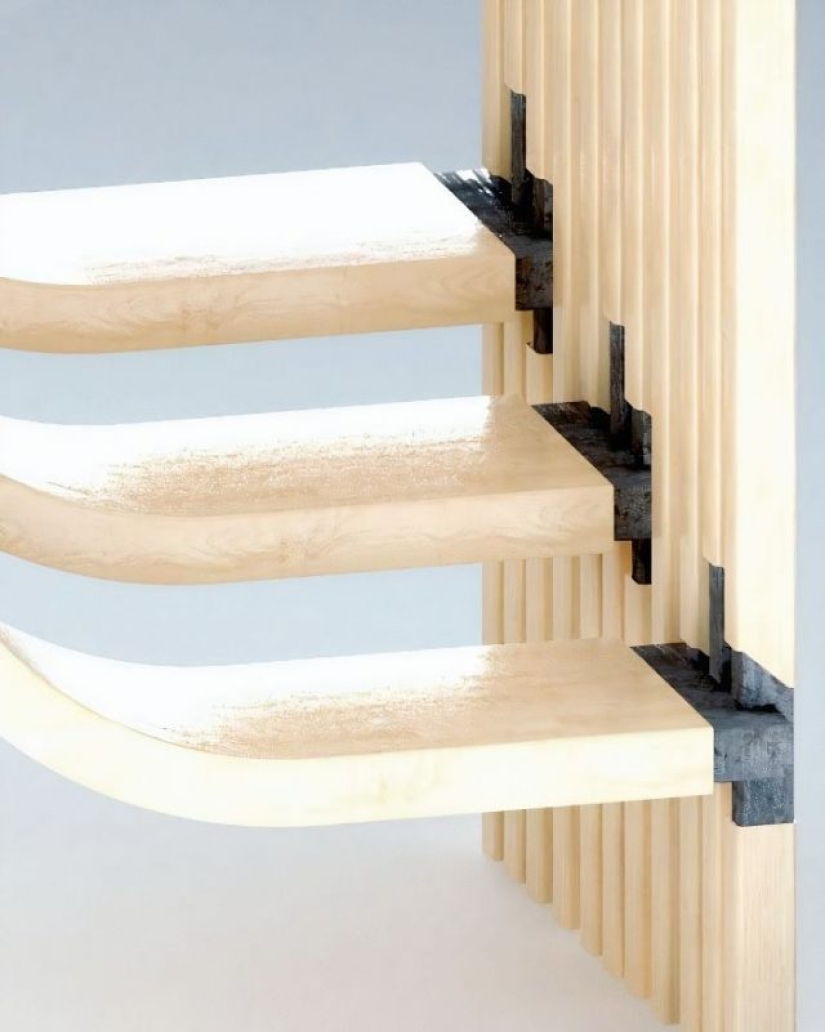 This minimalist staircase resembles a strand of DNA