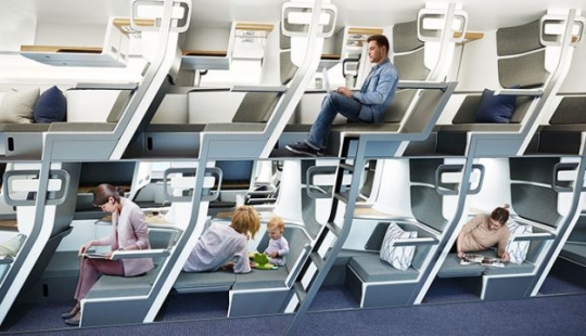 This new aircraft seat design allows economy passengers to lie down