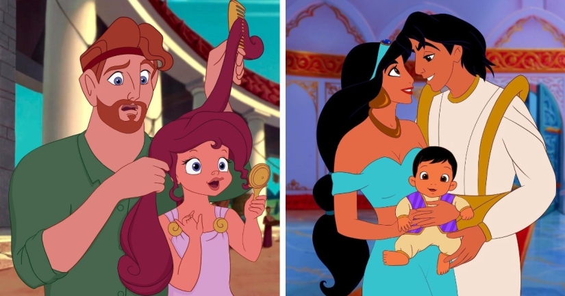 Touching illustrations: what would Disney characters look like if they had children Touching illustrations: what would Disney characters look like if they had children