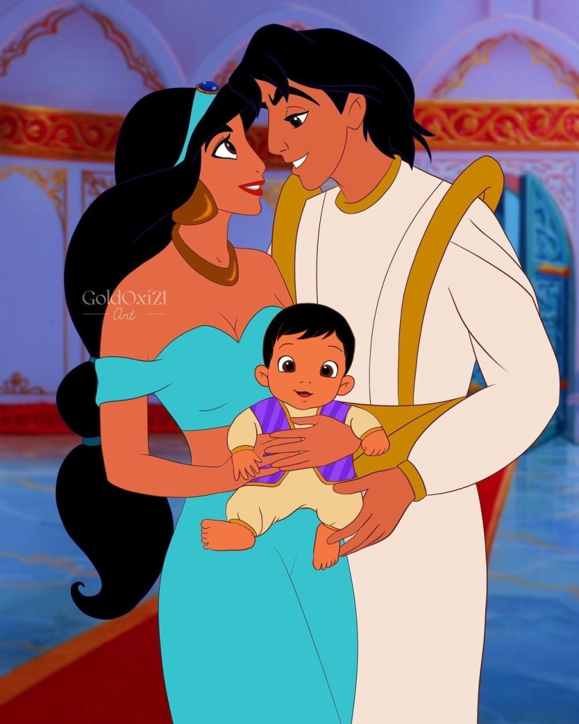 Touching illustrations: what would Disney characters look like if they had children Touching illustrations: what would Disney characters look like if they had children