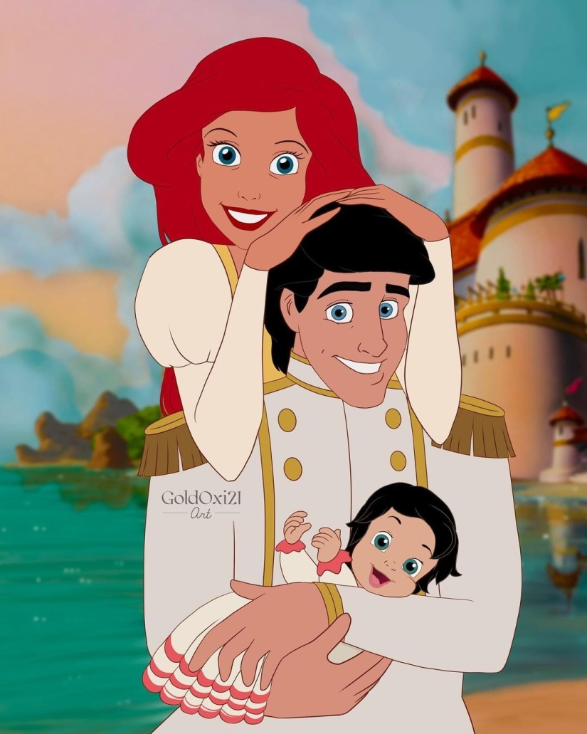 Touching illustrations: what would Disney characters look like if they had children Touching illustrations: what would Disney characters look like if they had children