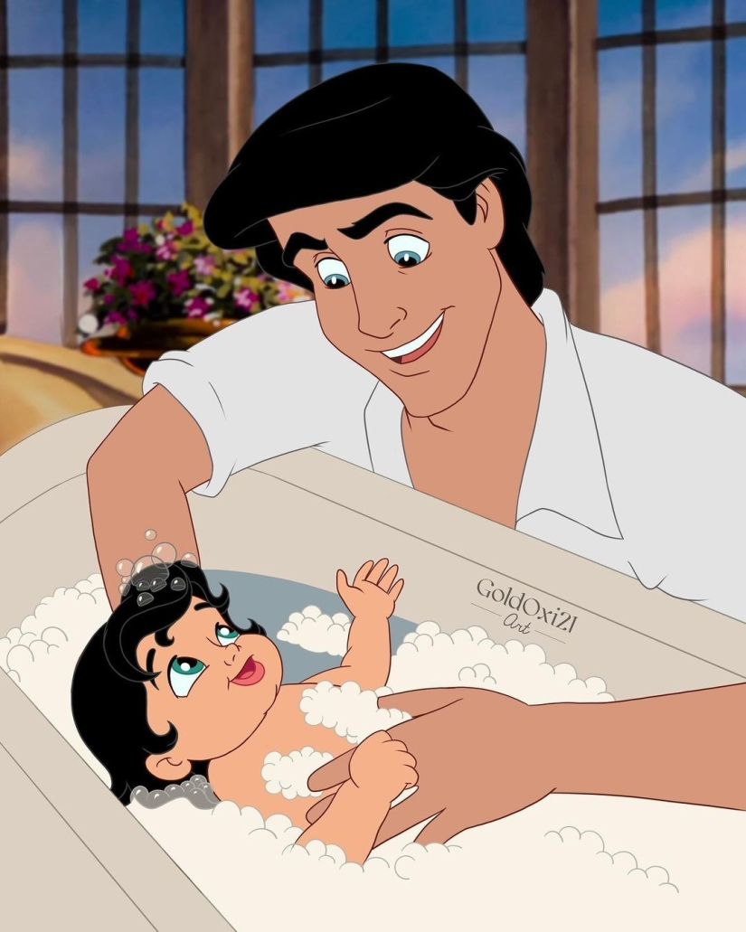 Touching illustrations: what would Disney characters look like if they had children Touching illustrations: what would Disney characters look like if they had children