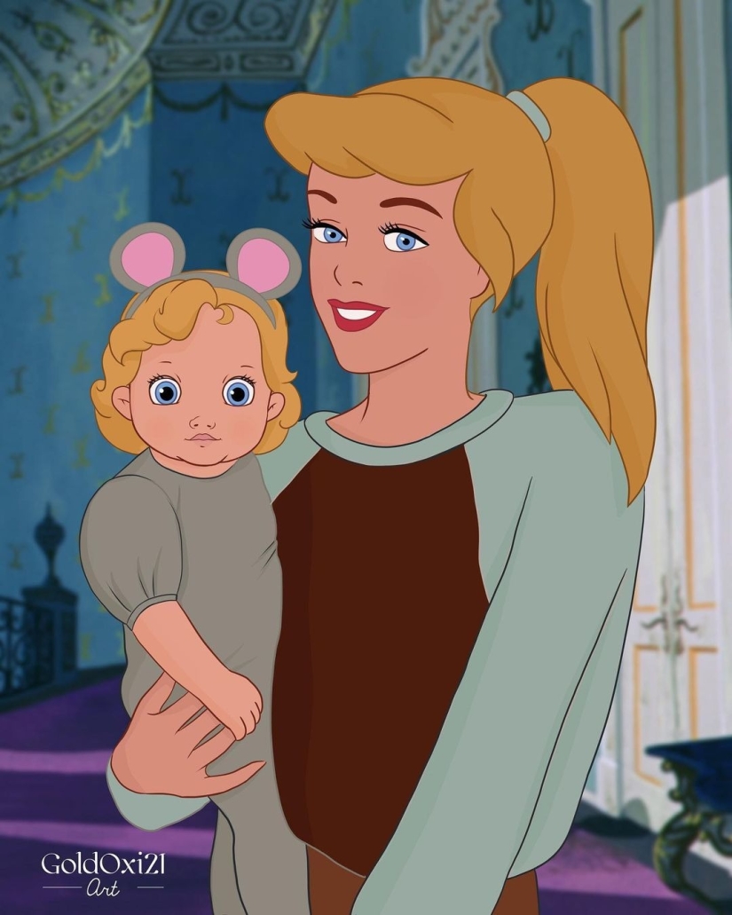 Touching illustrations: what would Disney characters look like if they had children Touching illustrations: what would Disney characters look like if they had children