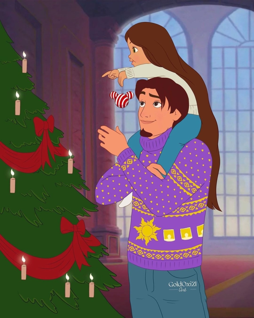 Touching illustrations: what would Disney characters look like if they had children Touching illustrations: what would Disney characters look like if they had children