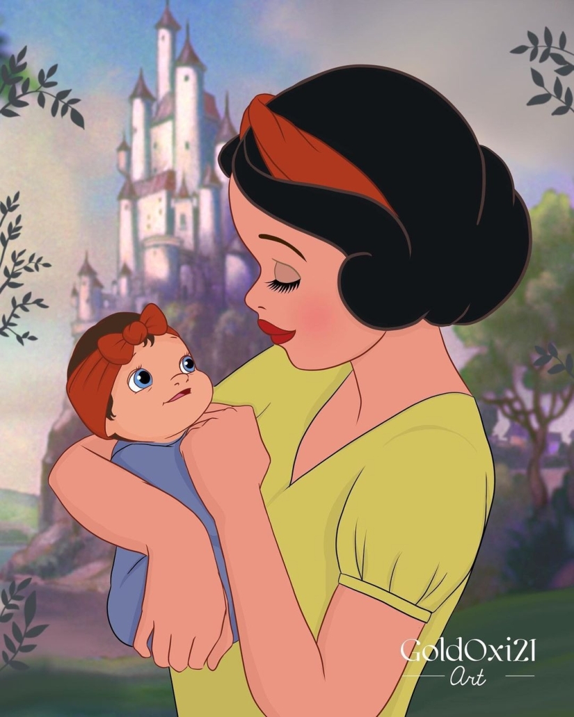Touching illustrations: what would Disney characters look like if they had children Touching illustrations: what would Disney characters look like if they had children