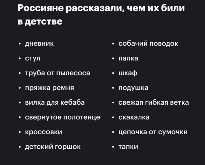 Twitter users told what and how their parents beat them in childhood Twitter users told what and how their parents beat them in childhood