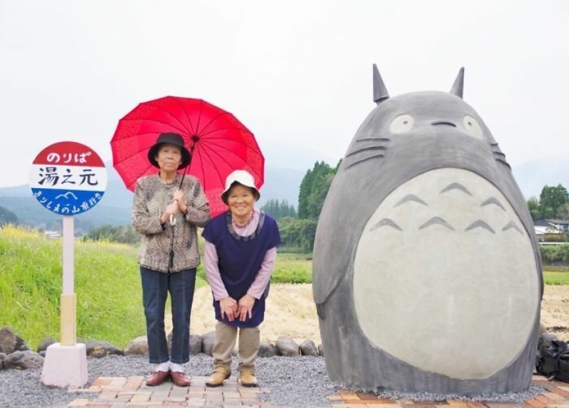 Un abuelo y una abuela de Japón construyeron una parada en forma de Totoro para su nieta Un abuelo y una abuela de Japón construyeron una parada en forma de Totoro para su nieta