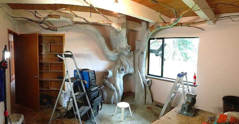 Un padre amoroso creó un árbol mágico en el dormitorio de su hija en 18 meses