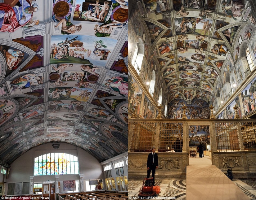 Un sacerdote británico copió exactamente la pintura de la Capilla Sixtina en cinco años