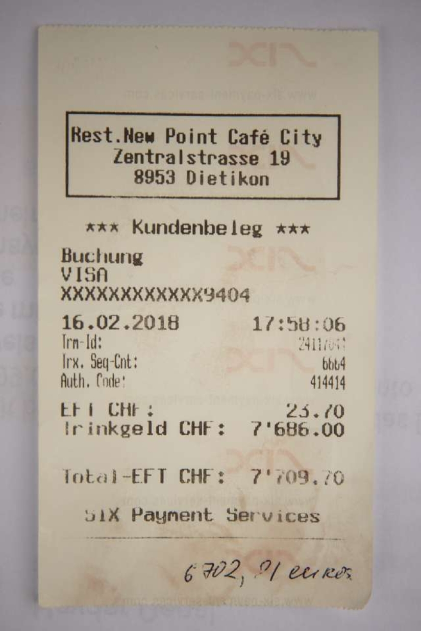Una mujer rusa desempleada que vive en Francia dejó por error seis mil euros en propinas por café y un pedazo de pastel