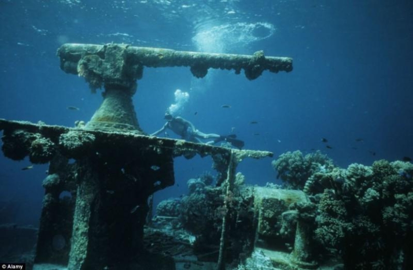 Underwater graveyard of ships on the Chuuk Islands Underwater graveyard of ships on the Chuuk Islands