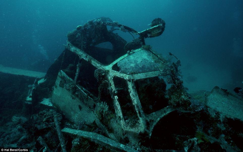 Underwater graveyard of ships on the Chuuk Islands Underwater graveyard of ships on the Chuuk Islands
