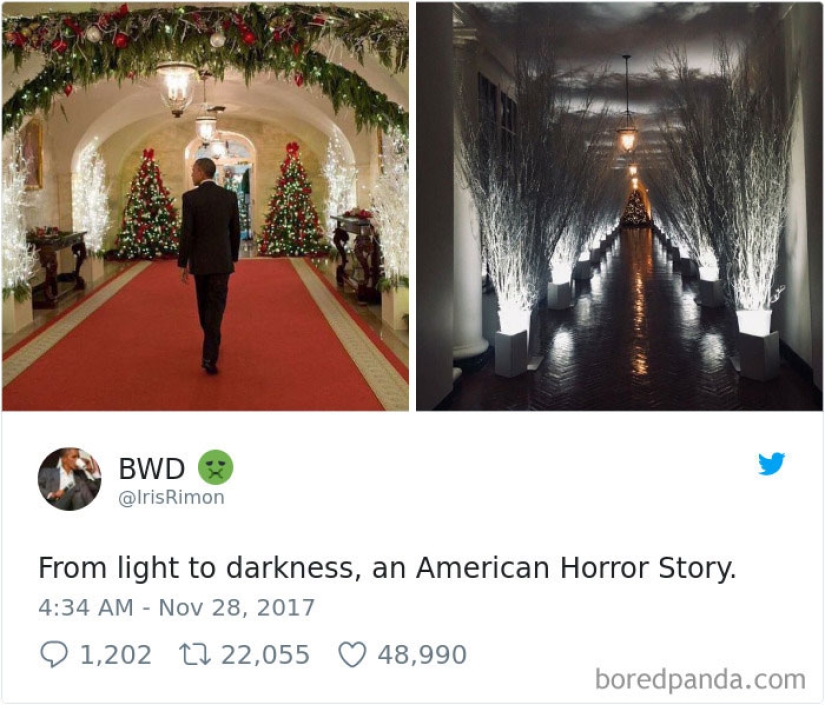 "Very strange funeral": social networks parody the festive decoration of the White House from Melania Trump "Very strange funeral": social networks parody the festive decoration of the White House from Melania Trump