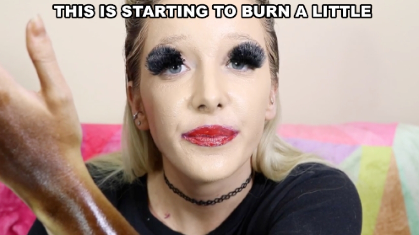 What do a hundred layers of lipstick, foundation and false eyelashes look like on one girl