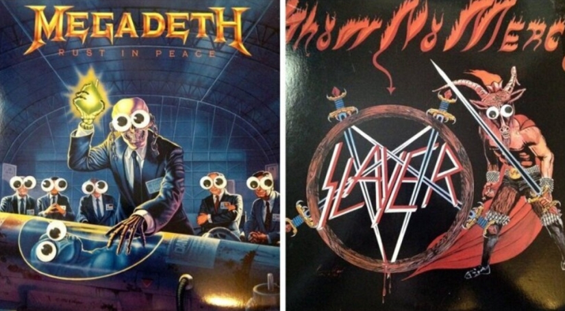 What happens if you stick shaking eyes on the covers of metal bands What happens if you stick shaking eyes on the covers of metal bands