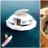 What the French eco-hotel Anthenea looks like with floating capsules