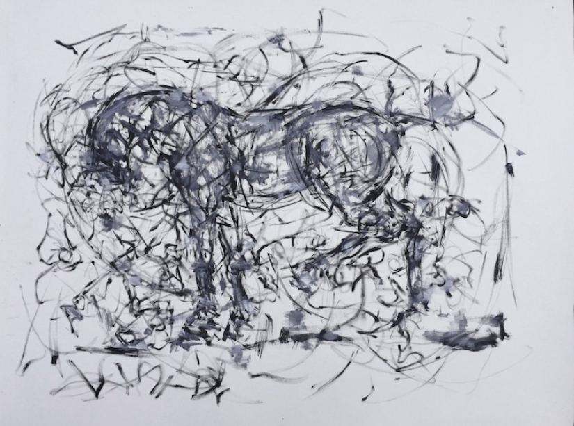 Why does this artist like to run with horses in the fields in what the mother gave birth to