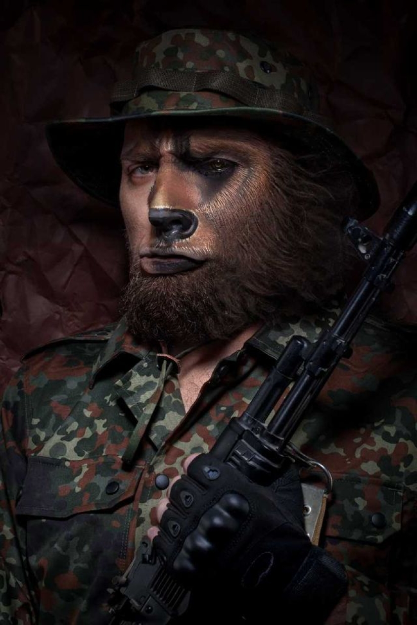 Wild soldiers: Russian photographer showed how soldiers turn into animals