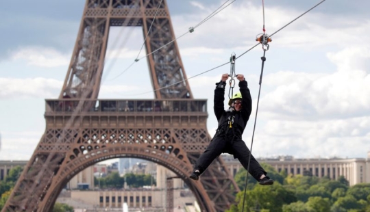 With a breeze: in Paris, you can ride a zipline from the Eiffel Tower