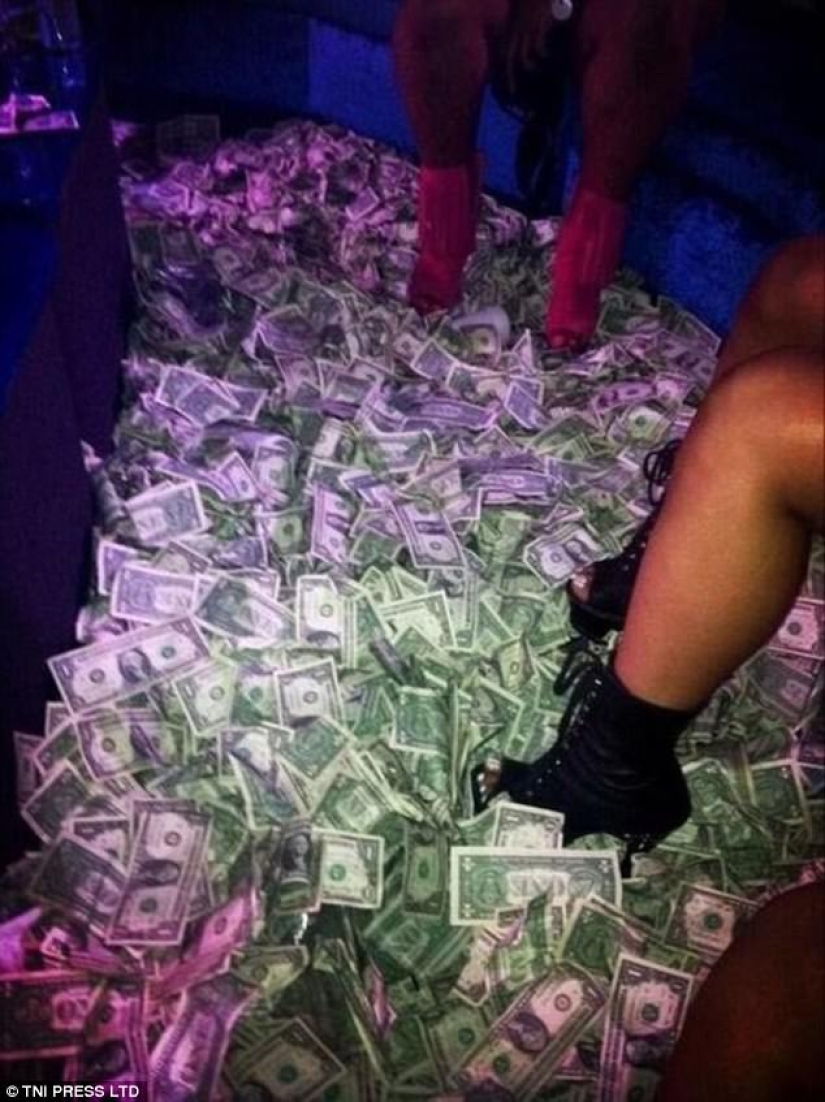 "Y por qué fue necesario estudiar en la universidad" : la red está perpleja por las fotos de strippers bañándose en dinero