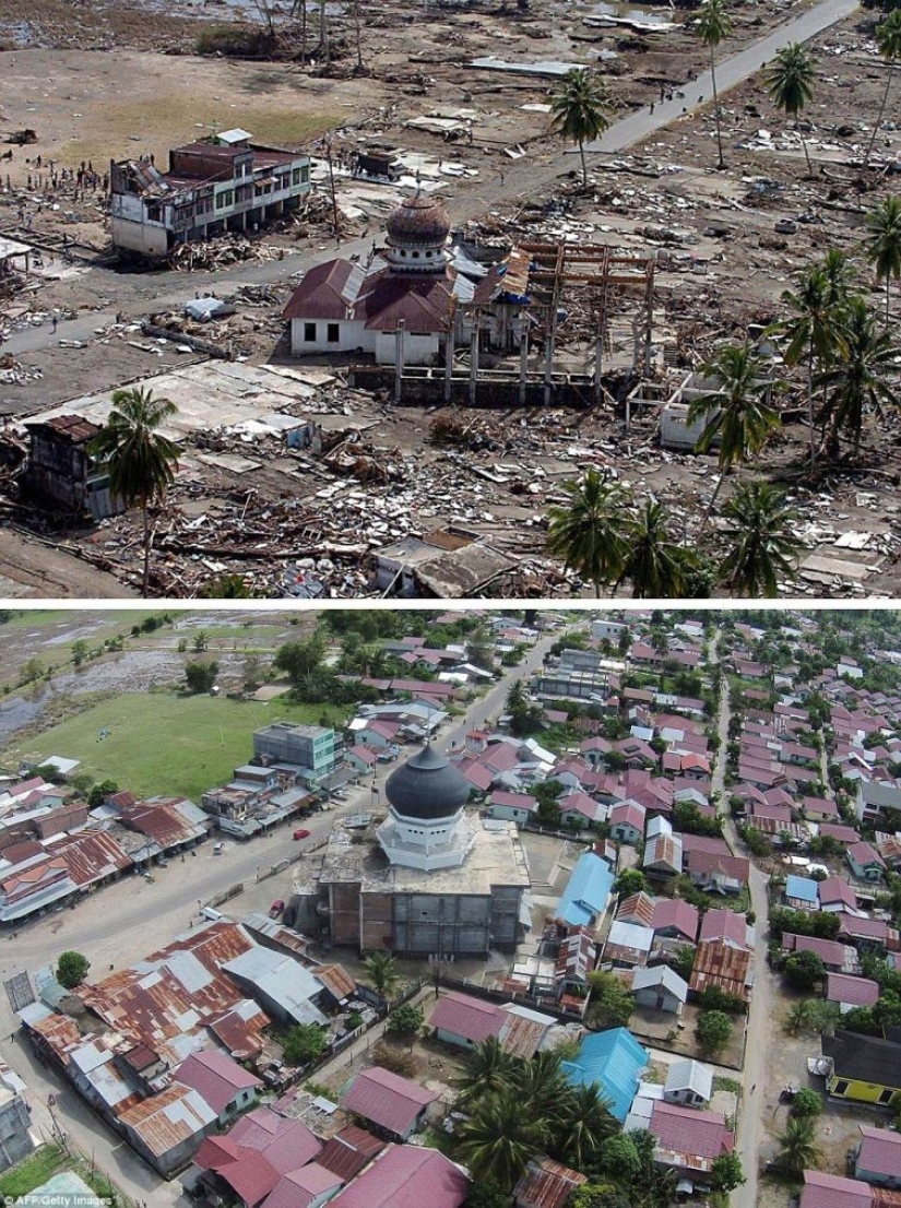 10 años después: comparando fotos de la recuperación de Indonesia 10 años después: comparando fotos de la recuperación de Indonesia