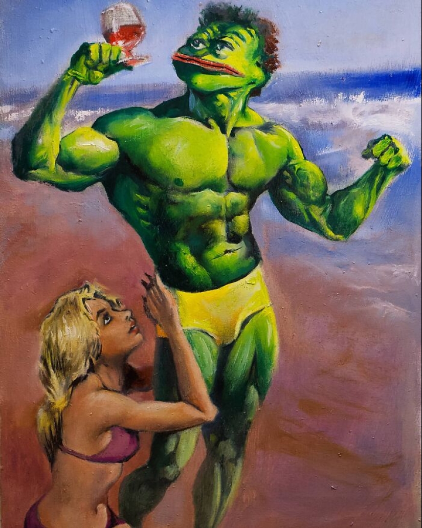 10 obras de arte de renombre replicadas por este artista pero con Pepe la rana como rostro