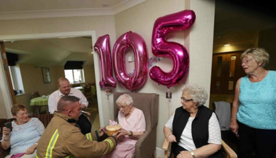 105-year-old granny asked for a tattooed firefighter for her birthday 105-year-old granny asked for a tattooed firefighter for her birthday