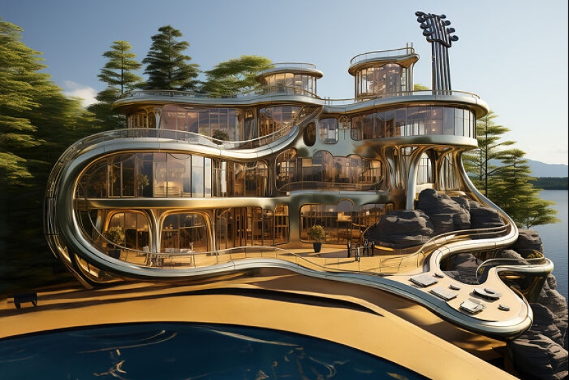 14 Homes That I Designed Inspired By The Characteristics Of Musical Instruments With The Help Of AI