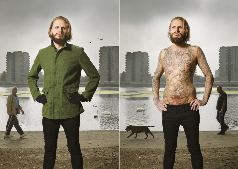 14 photos of English tattoo lovers with and without clothes