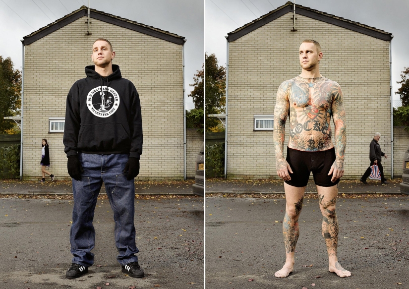 14 photos of English tattoo lovers with and without clothes