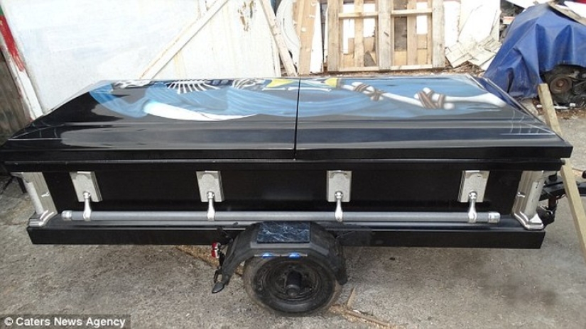 58-year-old bride arrives at her own wedding... in a coffin