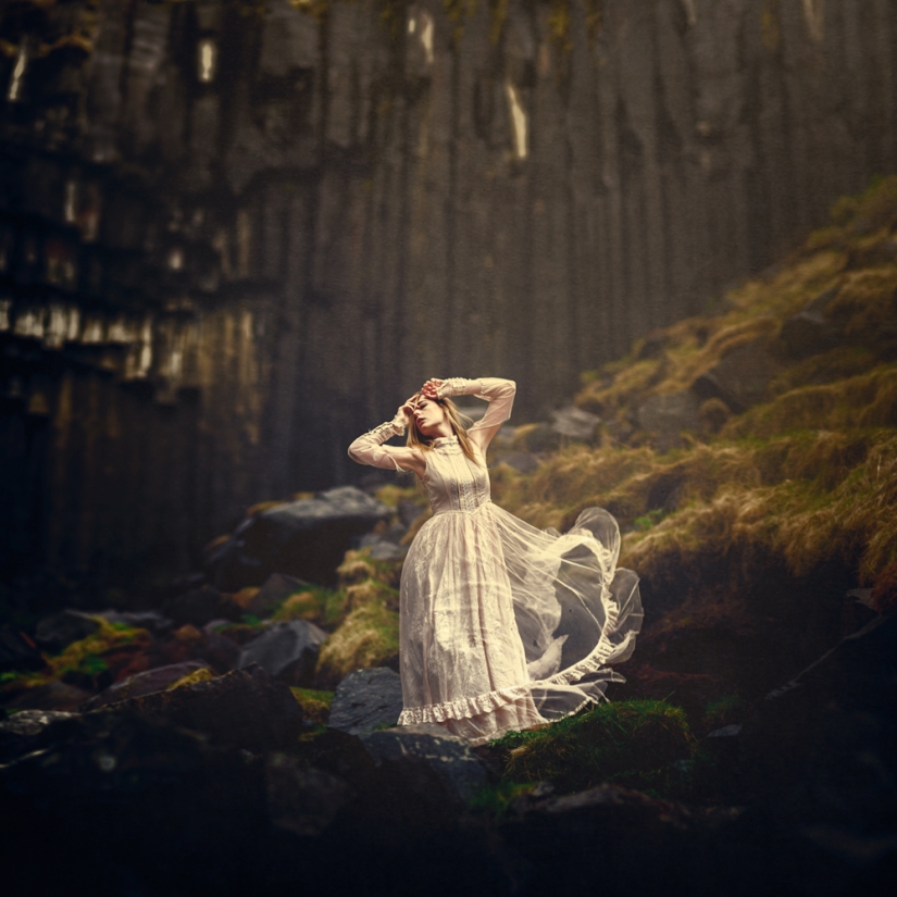 A dark fairy tale against the background of the cold landscapes of Iceland