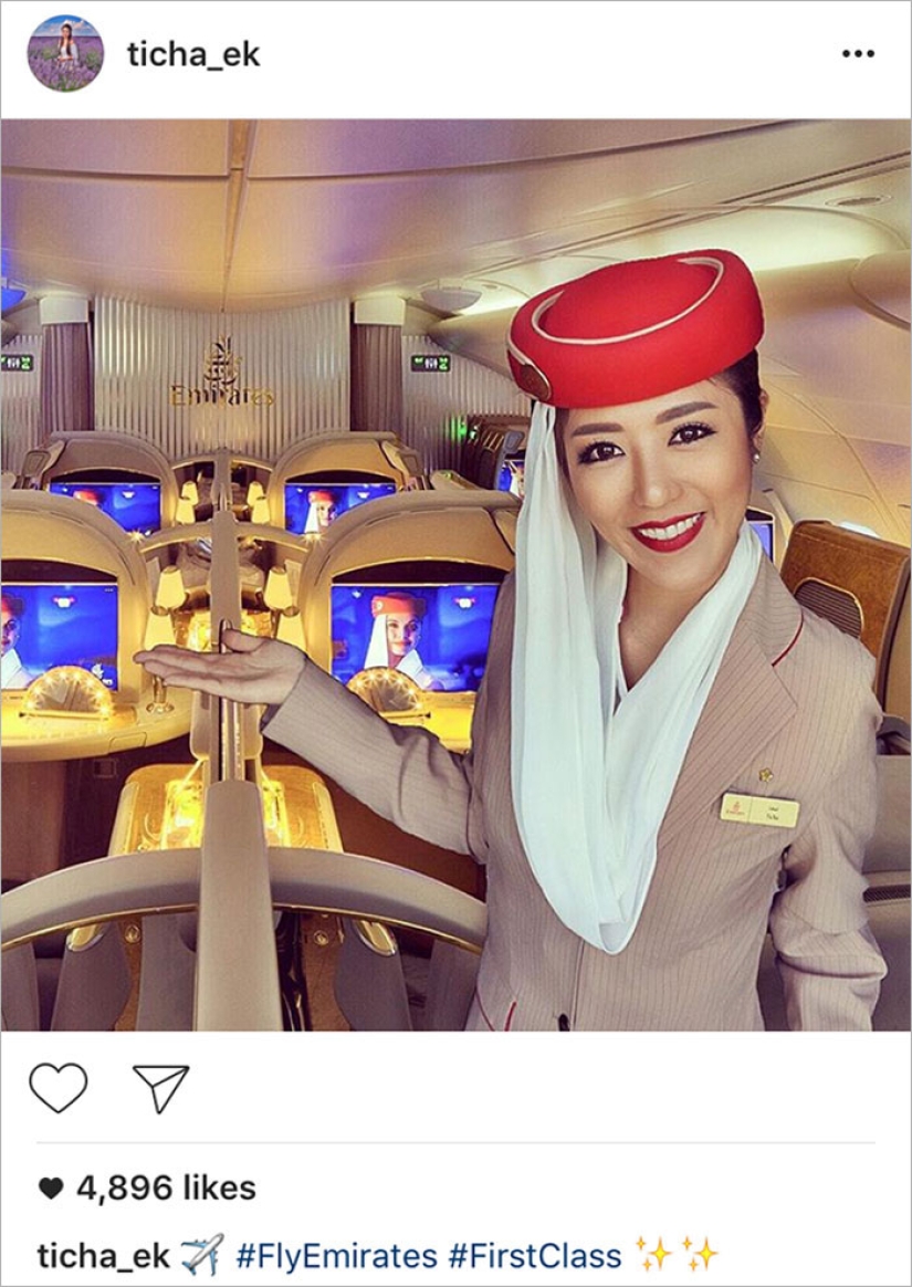 A flight attendant popular on Instagram was caught inserting herself into stolen photos