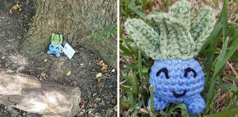 A good Samaritan crochets Pokemon and leaves them in places where they can be caught in Pokemon Go A good Samaritan crochets Pokemon and leaves them in places where they can be caught in Pokemon Go