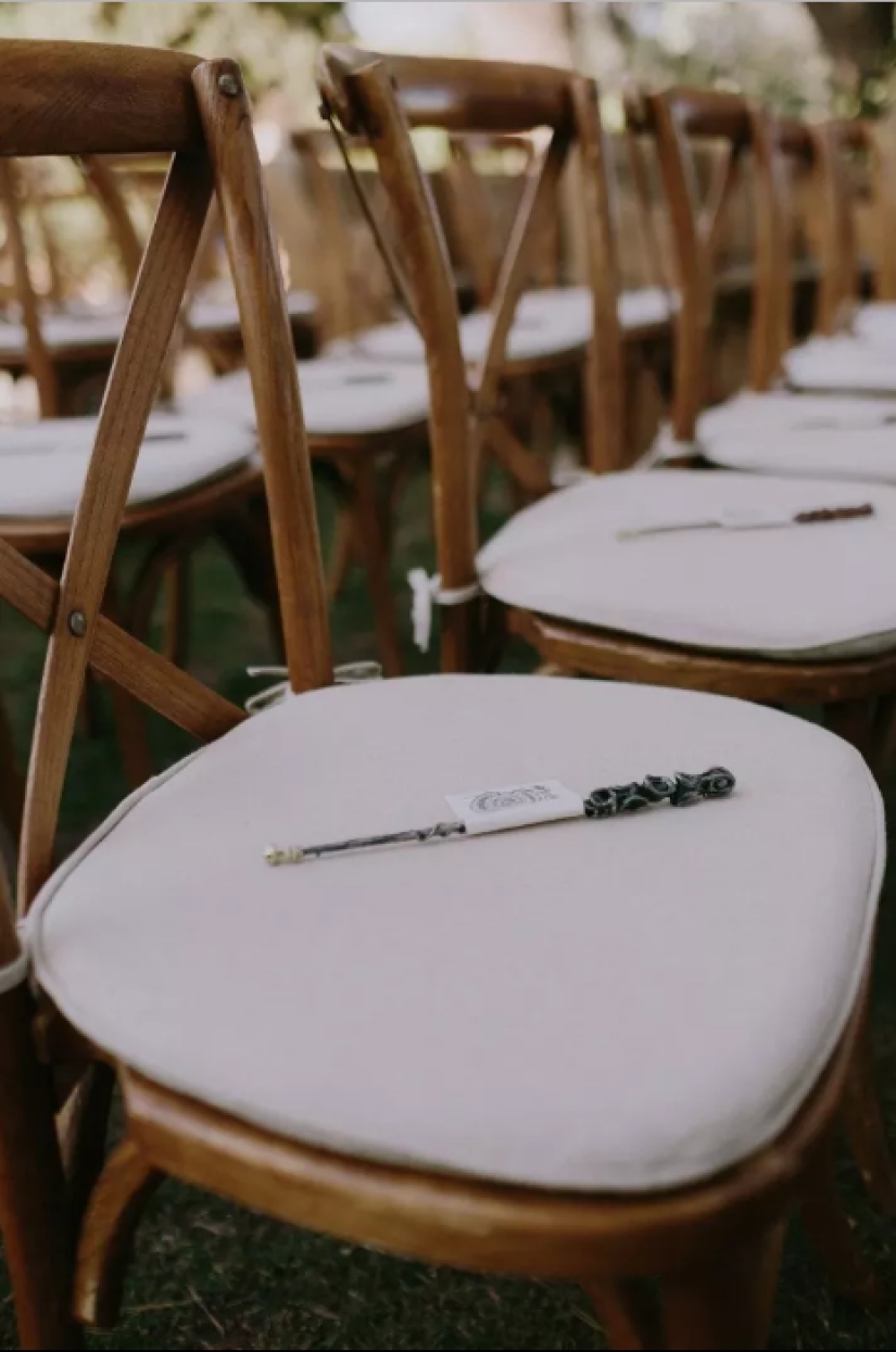 A Harry Potter-style wedding: owls, a castle and magic wands
