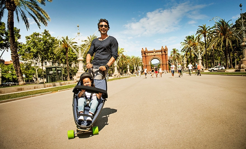 A longboard stroller will amuse both children and parents!