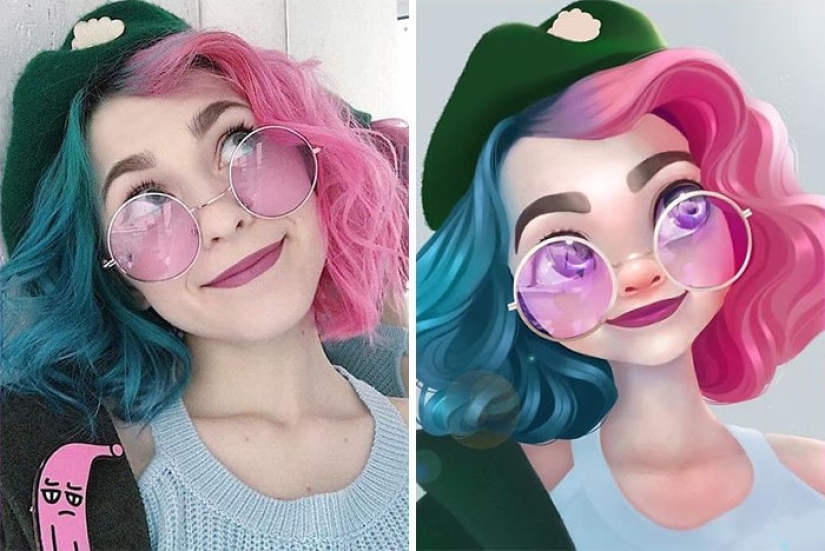 A lover of Disney and Pixar turns portraits of ordinary people into cartoons, and it's incredible!