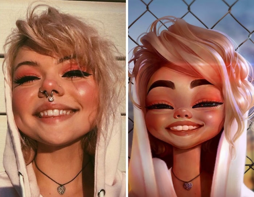 A lover of Disney and Pixar turns portraits of ordinary people into cartoons, and it's incredible! A lover of Disney and Pixar turns portraits of ordinary people into cartoons, and it's incredible!