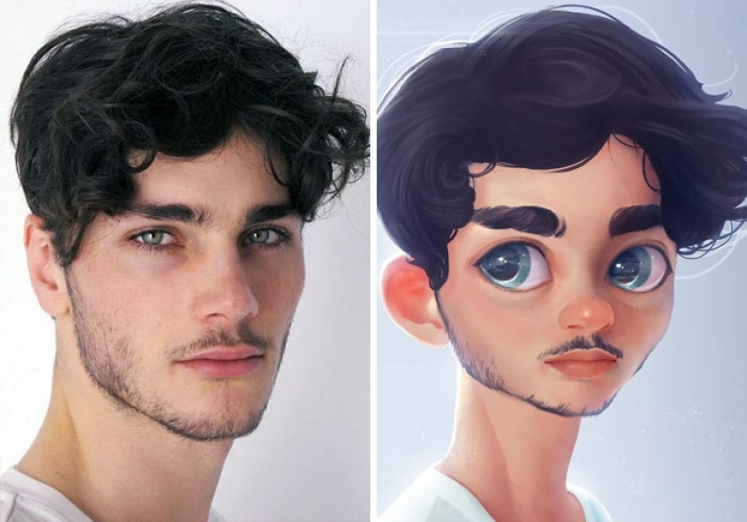 A lover of Disney and Pixar turns portraits of ordinary people into cartoons, and it's incredible! A lover of Disney and Pixar turns portraits of ordinary people into cartoons, and it's incredible!
