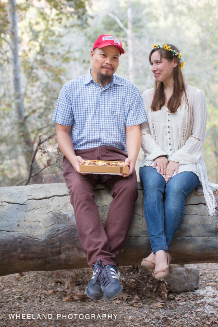 A metal band accidentally participated in an engagement photo shoot of a couple in love A metal band accidentally participated in an engagement photo shoot of a couple in love
