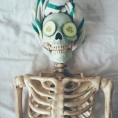A parody of modern girls - a skeleton on Instagram