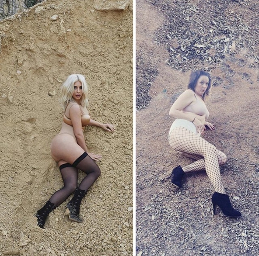 A woman very funny parodies photos of stars on Instagram